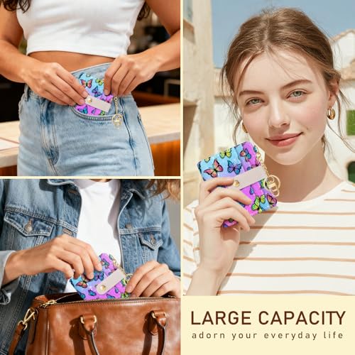 Image of Jogjam Rfid Women Wallet, Small Slim Thin Credit Card Wallet, PU Leather Bifold Cash Zipper Coin Pocket ID Window, for Female Ladies Teen Girls Girly Gifts, Butterfly, Modern
