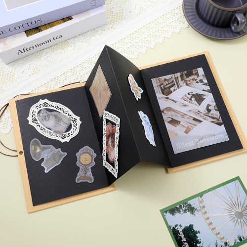 Mini Álbum de Scrapbook de 6 x 8 Pulgadas | Álbum de Scrapbook en Acordión con Pegamento para Esquinas y Cierre de Cuero, Pequeño Álbum para Manualidades para Bodas, Cumpleaños y Día de la Madre miniatura 4