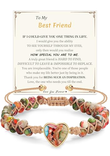 Image of Gifts for Daughter Granddaughter, To My Mom Grandma Wife Girlfriend Sister Jasper Heart Bracelets Birthday Graduation Anniversary Christmas Stocking Stuffers Valentines Mothers Day Jewelry