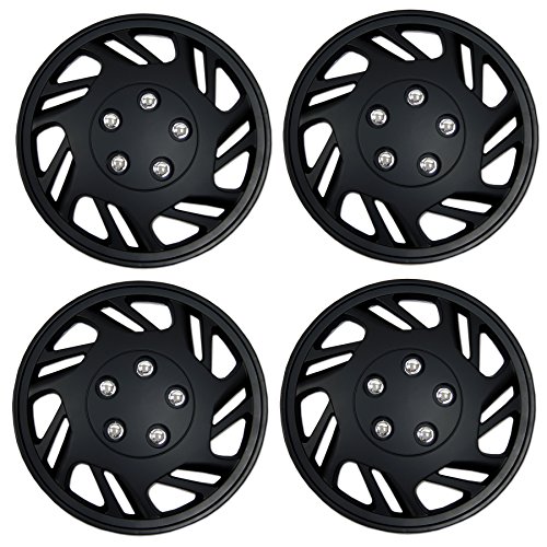Image of Pack of 4 Hubcaps | Size 15-Inches | Wheel Covers | Style 9126 | Snap-On (Pop-On) Type Hub-caps (Not Fits Bolt-On Type) | Wheel Skin Cover WC5-15-9126-B