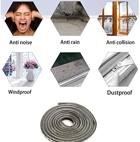 Image of Adhesive Brush Seal Weather Stripping 18 ft, Dustproof Soundproof Windproof for Windows Bottom and Frame,Sliding Doors Frame,Wardrobe