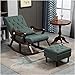 CRAFTCITY Sheesham Wood Elegant Chair with Pillow and Matching Foot Stool/Living Room Chair/Rose Wood Rocking Chair