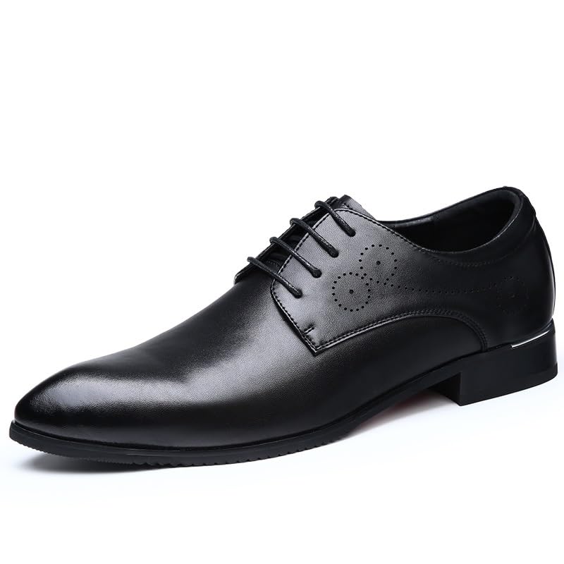 Formal Dress Shoes for Men Lace Up Pointed Toe PU Leather Derby Shoes Slip Resistant Block Heel Non Slip Anti-Slip Classic2