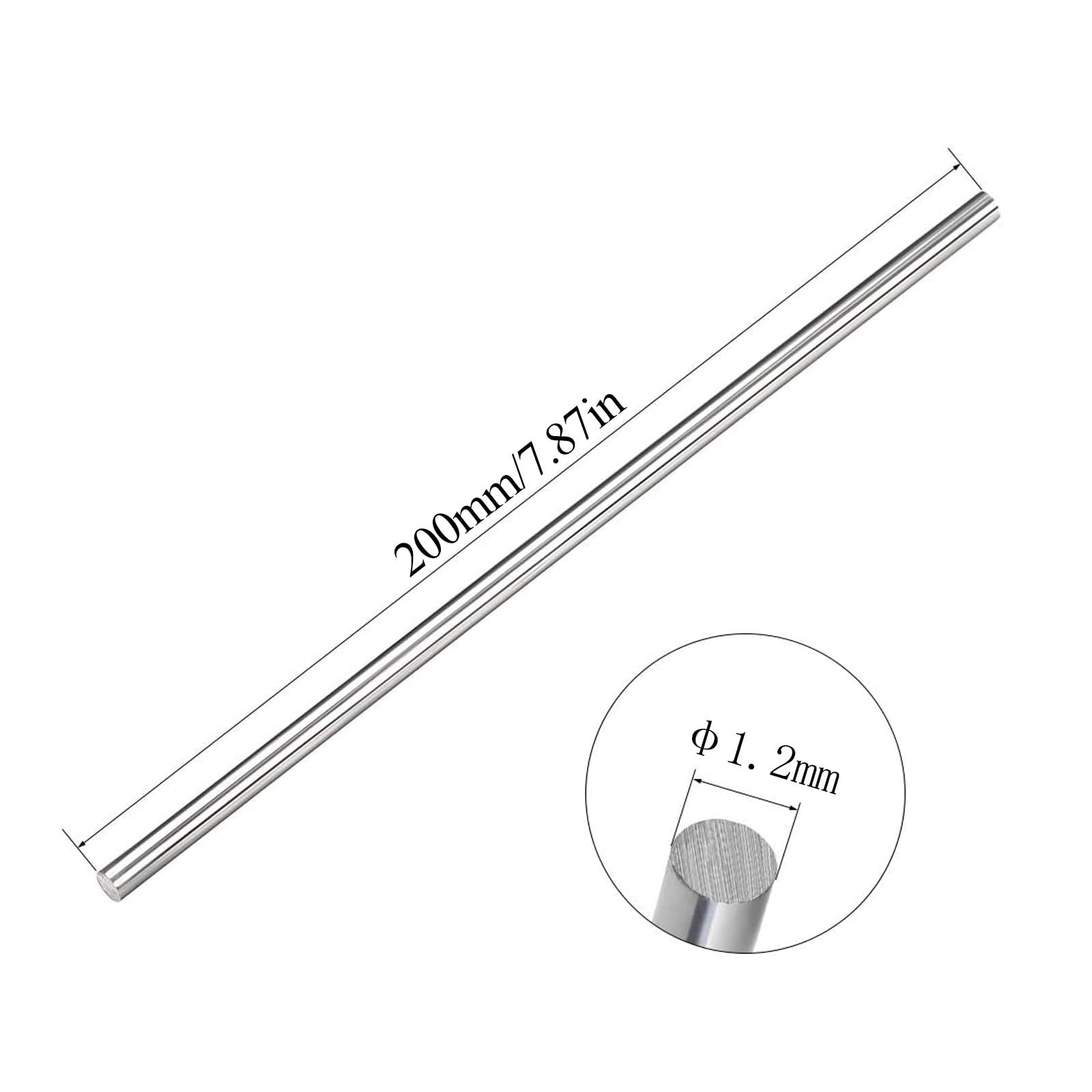 Pręt wolframowy Czysty, solidny pręt okrągły o długości 200 mm, średnicy 0,7-1,2 mm, odpowiedni do produkcji maszyn(Diameter 1.2mm)