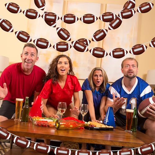 Image of 4 Pack Football Party Decorations, 32 PCS Football Cardboard Pre-Assemble Game Day Party Football Banner Garland for Bowl Game Day Sports Themed Party Supplies Birthday Cutouts Banner Decor