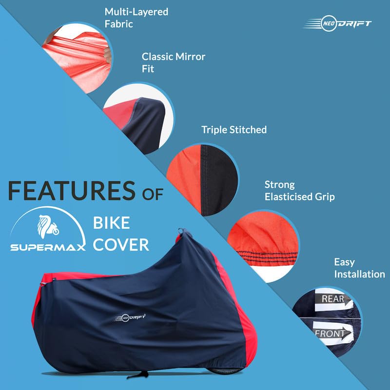 Image of Neodrift 'SuperMax' Bike Cover for Ola Roadster X Plus (All-Weather Motorcycle Protection, Water & UV Resistant, Dustproof, Windproof).