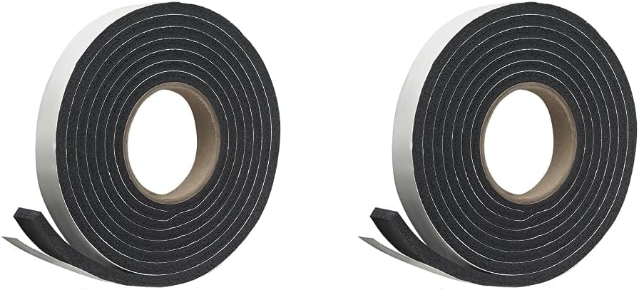 Frost King P Self-Stick Rubber Foam Weatherseal, 1" W, 5/16" T, 10 ft L, Black (Pack of 2)