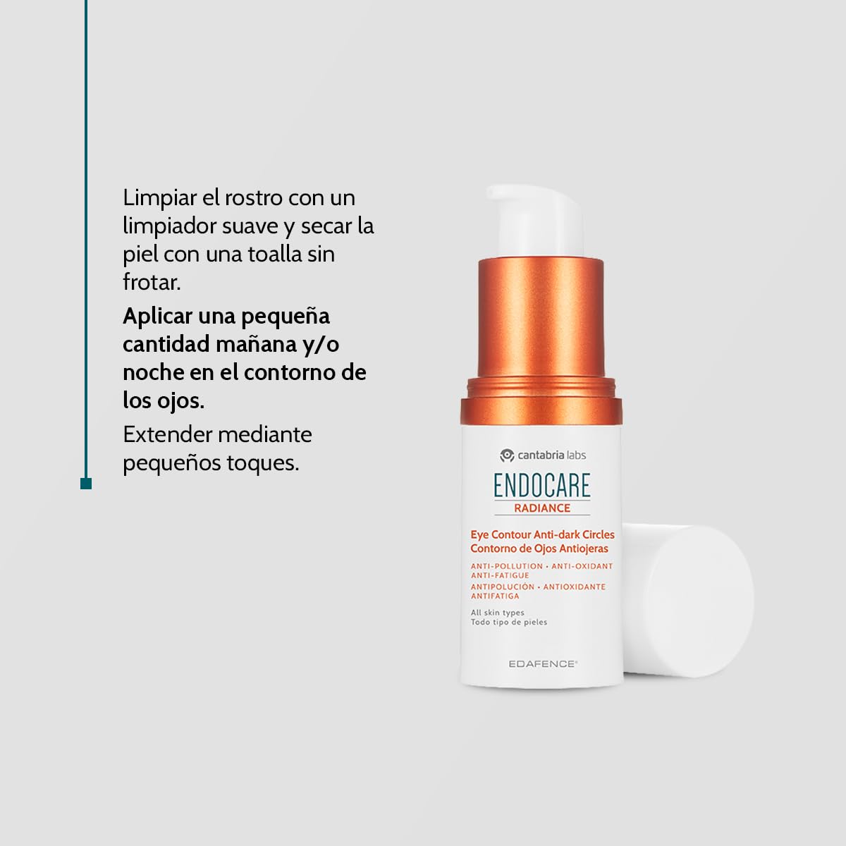 Cantabria Labs - Endocare Radiance Contorno de Ojos Antiojeras - 15 ml - Tratamiento Antiedad que reduce ojeras, bolsas y arrugas