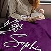 KUKULIKI Ships Next Day, Personalized Christmas Birthday Blanket Gifts for Women, Custom Blanket with Name and Birth Month Flowers, Personalized Blankets for Adults, Throw Blanket for Mom Grandma #3