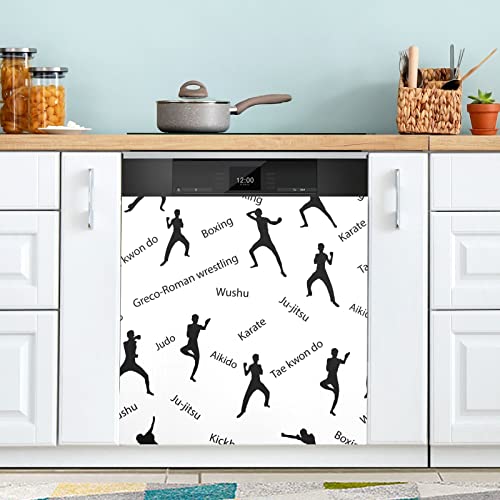 Kong Fu Weiße Spülmaschinen-Magnetabdeckung, Kühlschrank-Panel, Aufkleber für Schrank, Küche, Waschküche, Geschenk, 58,4 x 66 cm