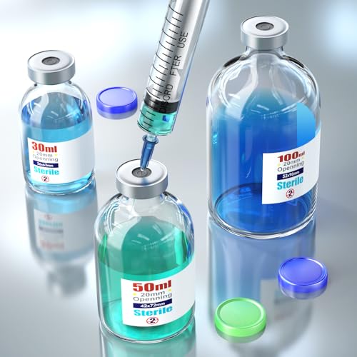 Ks-Tek Sterile leere Fläschchen mit selbstheilendem Injektionsanschluss, mit abklappbarem Aluminiumdeckel, sterile Verpackung (100 ml, 4)