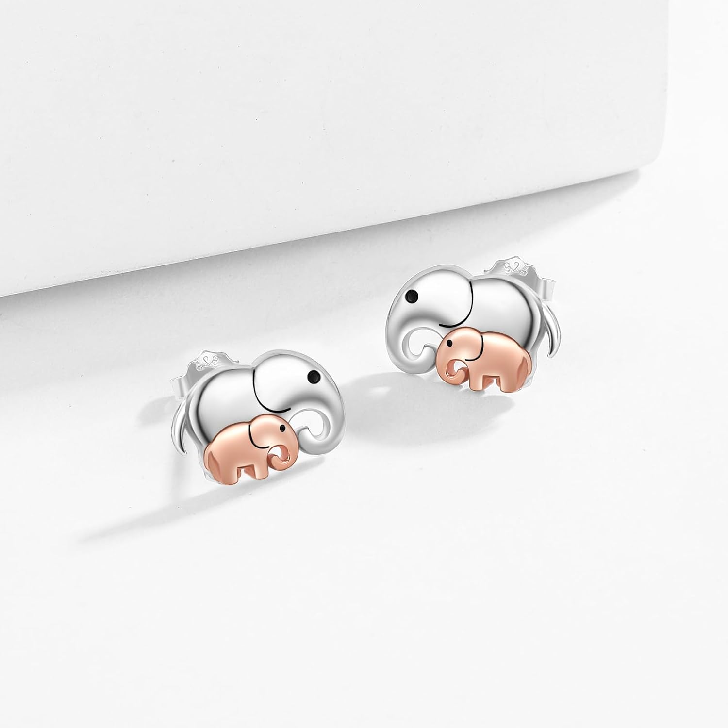 Mom Daughter Elephant Earrings 925 Sterling Silver Elephant Earrings Hypoallergenic Mother Daughter Earring Animal Jewelry Mother's Day Gifts for Women Mama Daughters Wife