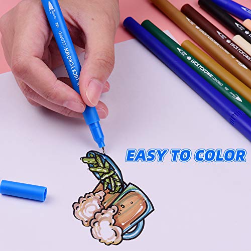 Aibecy 60 cores caneta marcador de pintura 0,4 mm ponta fina e ponta de pincel marca-texto 1-2 mm pa