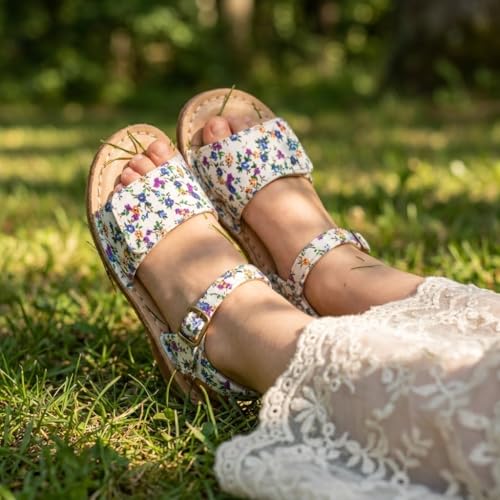 Image of THEE BRON Toddler Girls Vintage Open Toe Sandals Cushioned Comfy Summer Dress Shoes