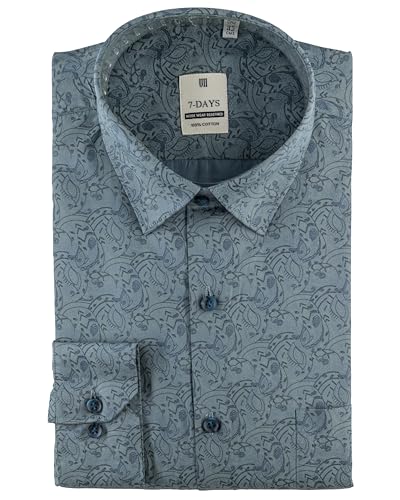 Image of 7-DAYS Men's Premium Formal Printed Shirt - 100% Cotton, Regular Fit, Full Sleeves, with Pocket - Stylish for Special Occasions.