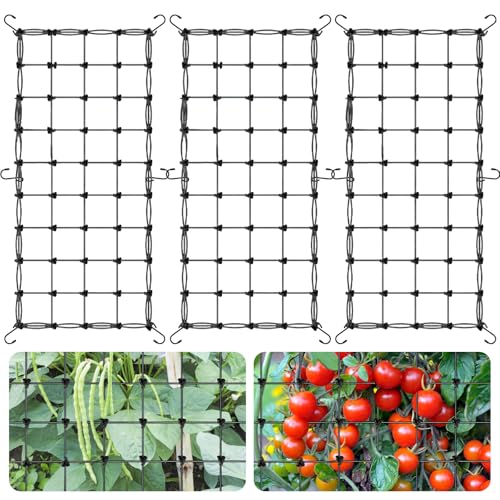 CAUTIOUS Rete per Piante 3 Pezzi, 60×120cm Rete per Piante Rampicanti, Grow Rete Rampicanti con 18 Ganci, Net Plant Net Grow, Rete di Protezione per Verdure e Giardini