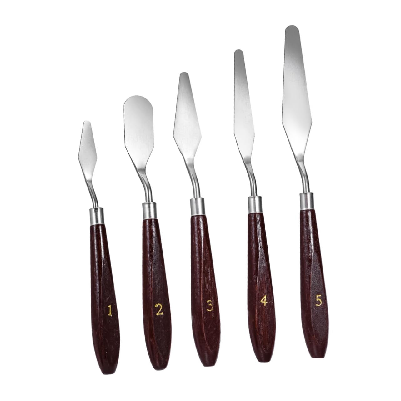 OSALADI 5Pcs Stainless Steel Painting Knives with Random Wood Handle Colors for Mixing and Shaping Colors Painting Accessories for Artists and Hobbyists