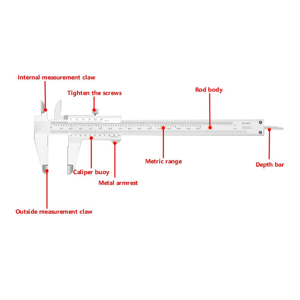Pied à coulisse de 0 à 300 mm, pied à coulisse de précision en acier riche en carbone, avec précision de mesure élevée pour mesurer la profondeur, mesure intérieure Mesure extérieure (0-300 mm)