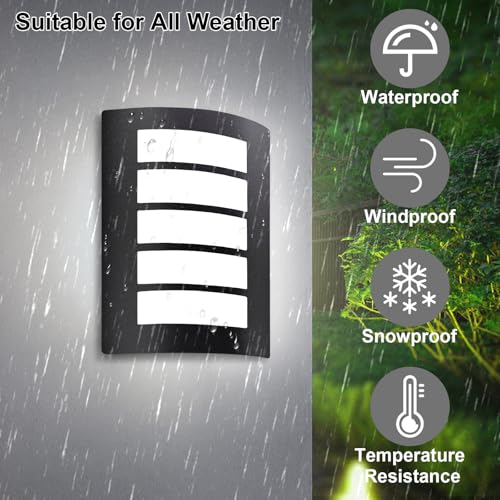 Allesgute Outdoor Wall Lights Mains Powered Curved Outside Wall Light Matte Black Exterior IP44 Waterproof Wall Lamp for Porch Patio - Image 2