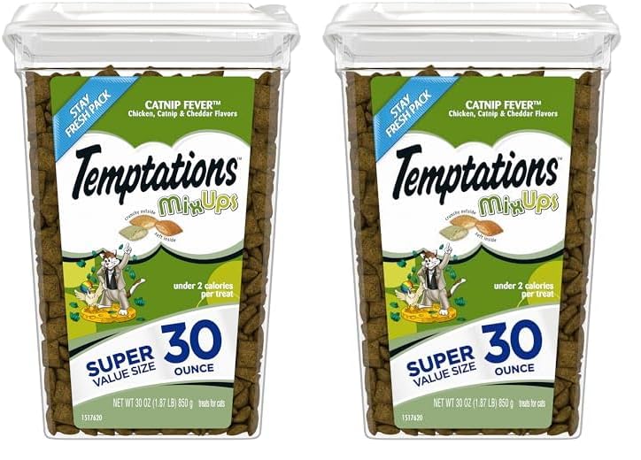 TemptationsMIXUPS Crunchy and Soft Cat Treats Catnip Fever Flavor, 30 oz. Tub (Pack of 2)