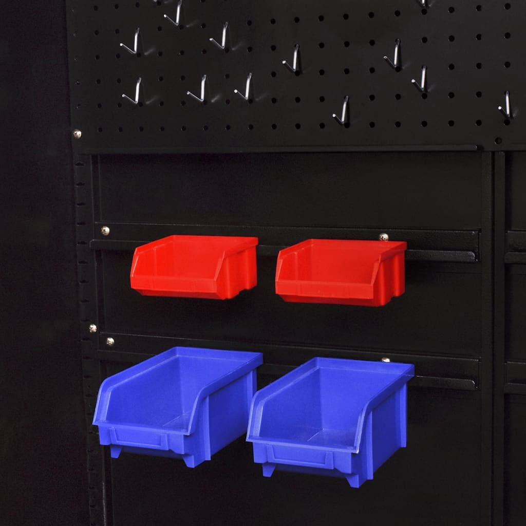 vidaXL Armario Herramientas 2 Puertas Acero Negro/Rojo 90x40x180cm Organizador