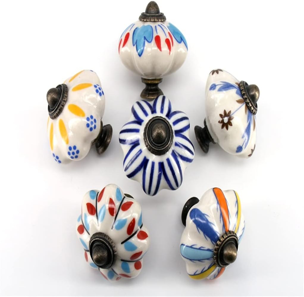 12 Pack Decorative Ceramic Door Handles Porcelain and Ceramic Drawer Handles Furniture Cabinet Handles Handles(Black)