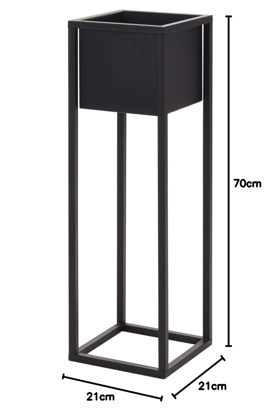 Soggiorno moderno aiuola, quadrata, 70 cm, colore nero