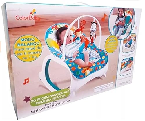 Cadeira de descanso vibratória musical e com balanço safari Azul até 18kgs