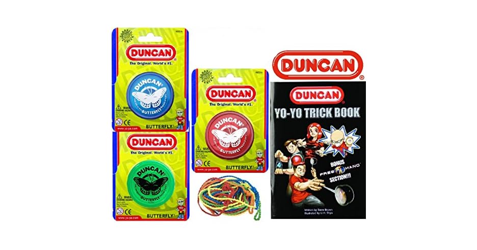 Duncan Yo-Yo Imperial (3), Trick Book & 10 Strings Deluxe Gift Set Bundle - 5 Pack (Assorted Colors)