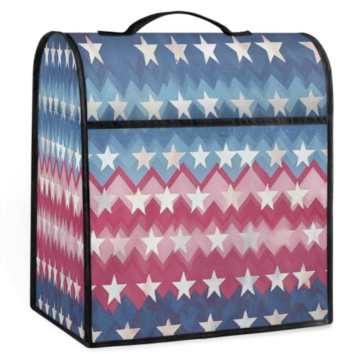 Mexpekil Funda para batidora con diseño de estrellas, color rojo y azul, 5-8 cuartos de galón, con asa superior y bolsillos, accesorios universales para decoración de electrodomésticos de cocina