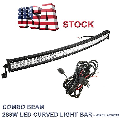 Topcarlight 50inch 288w LED Curved Work Light Bar Combo Beam Off Road Truck 4wd SUV ATV with Free Wiring Harness