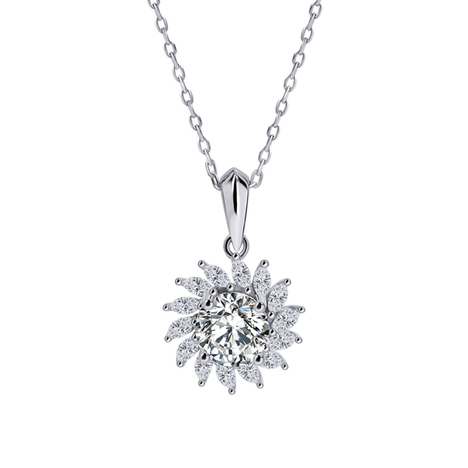 Collier pendentif moissanite en argent 18k, idéal du bureau aux soirées chic