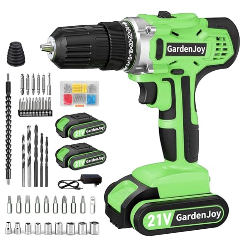 GardenJoy 20v Cordless Drill Set, Power Electric Kit 2 Batte...