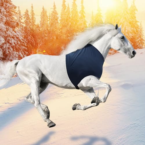 Hilltown Breathable Horse Shoulder Guard, UV Protection Horse Slinky for Outdoor, Slim Fit and Silky, Fly Defense, Friction-Free & Comfort for Your Equine Partner (Short, Dark Blue, Full)