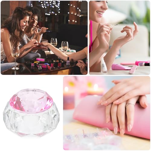 Vaso de cristal para esmalte de uñas con tapa rosa miniatura 4