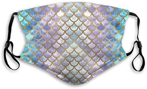 Pretty Mermaid Scales Men Women Adjustable Ear Loops Face Mouth Anti Pollution Washable with Filters