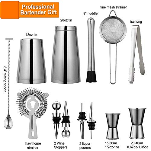Set coctelera acero inoxidable 13 piezas para bartender miniatura 4