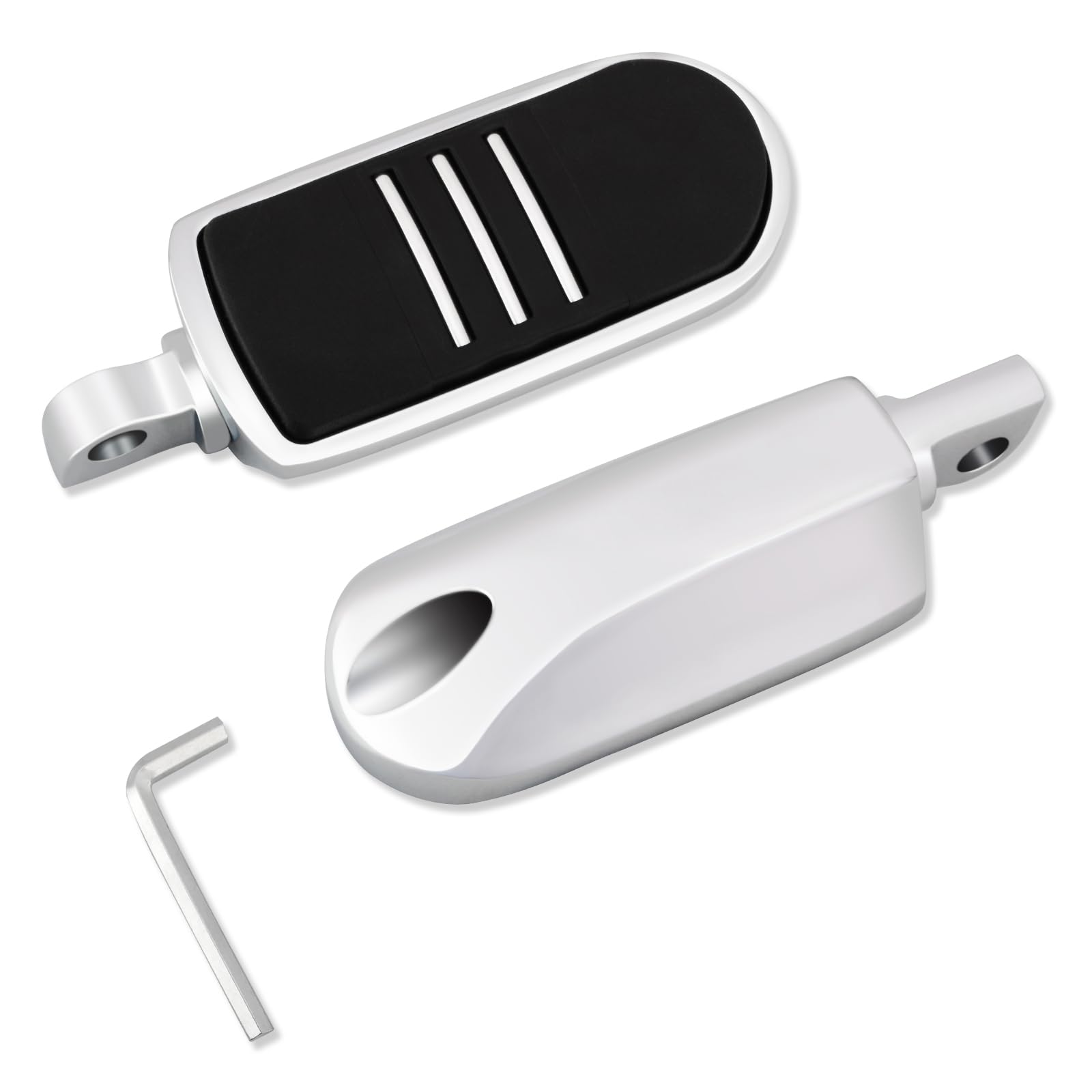 Reposapiés para motocicleta de 10 mm, pedal universal para Harley, Honda, Yamaha, Kawasaki, Suzuki, Indian y Victory, con estribos de montaje macho, cromo #1
