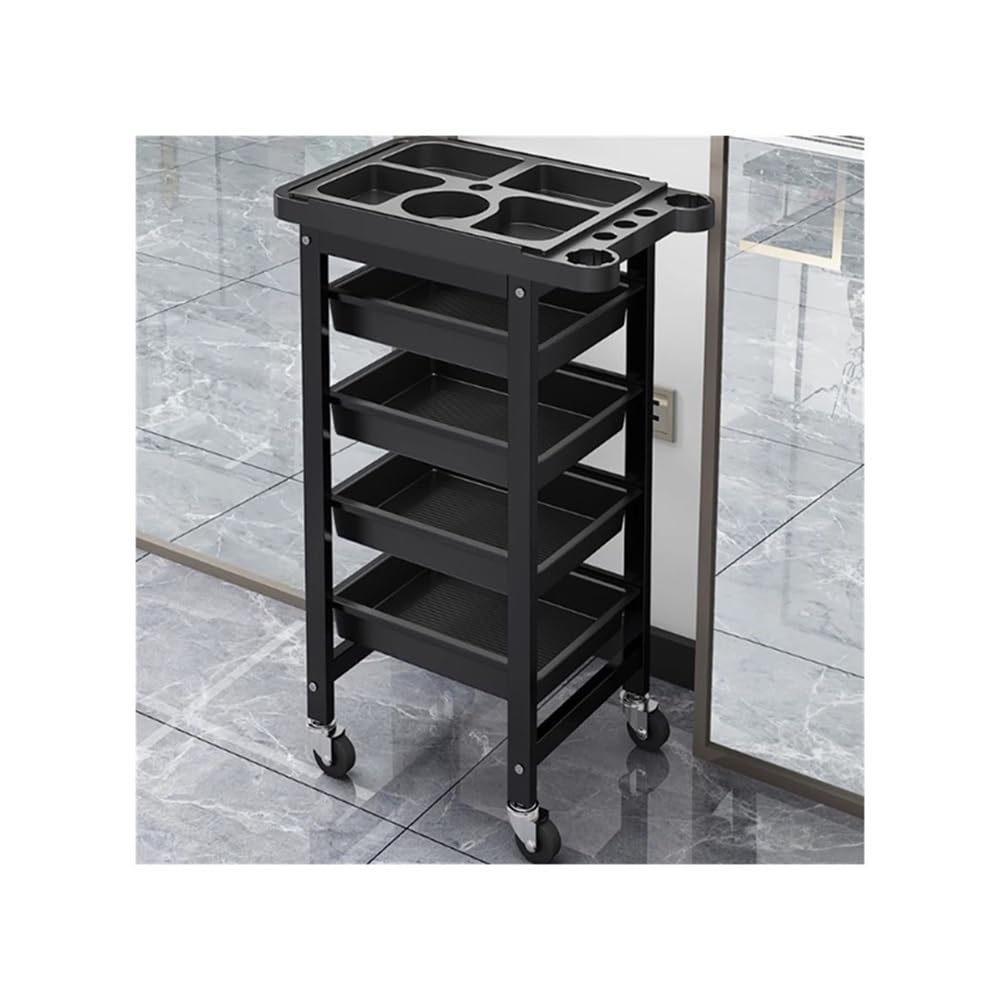 carrello mobile per salone Passeggino for parrucchiere, carrello for attrezzi da, scaffale portaoggetti multifunzionale, mano for tintura a caldo(Nero)