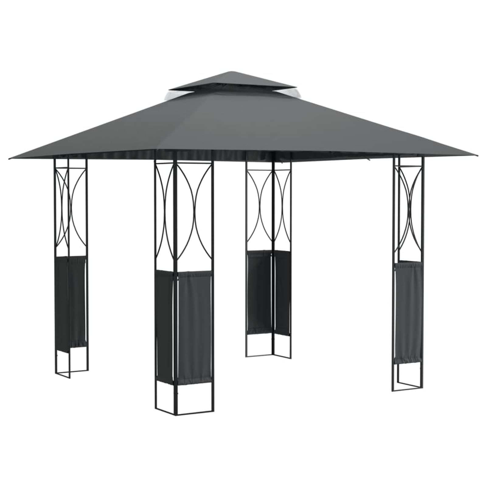 Gazebo con Tetto Antracite 300x300x270 cm Acciaio,Gazebo Pergola con Telo Impermeabile Richiudibile E Struttura Rettangolare in Acciaio Inossidabile Ad Alta Densità,per Arredo Giardino,Terrazzo