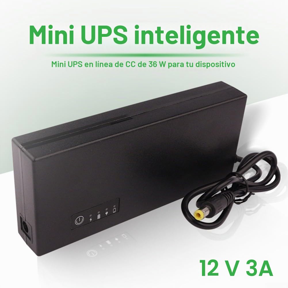 DC 12V 3A Mini UPS Sistema de Alimentación Ininterrumpida con Capacidad de 10400mAh para Cámara de Seguridad y Sistema de Monitoreo con Protección de Seguridad contra Sobredescarga y