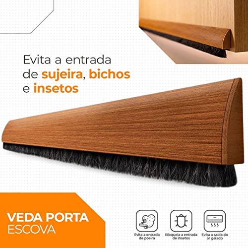 Veda Porta Adesivo - Escova - Madeira Clara 100 Cm - Comfort Door