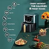 HAUSHOF 5.8 QT Air Fryer Small Oven, Digital Oil-Less Cooker 1450 W Airfryer, 8 Presets Cooking Functions, Time & Temperature Control, with Nonstick Tray, Green