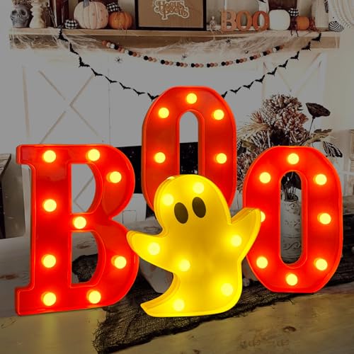 DAZONGE-Halloween-Decorations-Indoor-4-LED-Light-Up-Letters-Boo-and-Ghost-Marquee-Signs-for-Halloween-Kitchen-Room-Wall-Decor-Halloween-Marquee-Letters-for-Party-Decorations
