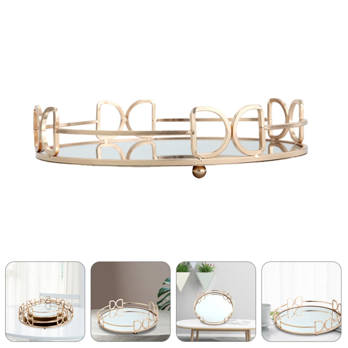 Bandeja Decorativa Bandeja de Almacenamiento Grande Espejo Dorado Multifuncional para Mesa de Té y Frutas para Joyas y Cosméticos para Escritorio en Sala