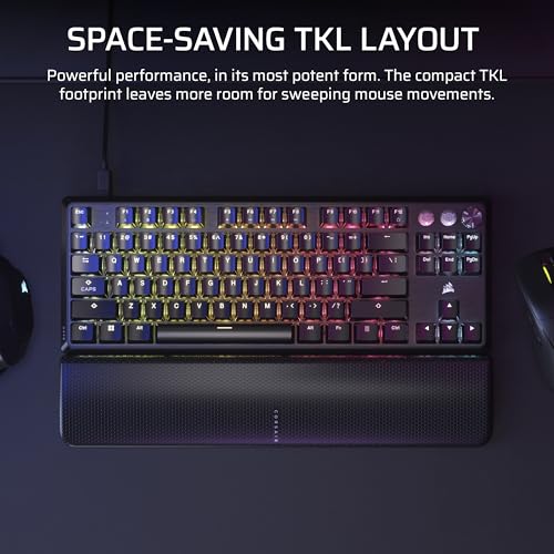 Corsair K70 PRO TKL RGB Tenkeyless Mechanical Wired Gaming Keyboard – Pre-Lubed Hall Effect MGX Hyperdrive Adjustable Switches, Simultaneous SOCD and Rapid Trigger, ABS Double-Shot, QWERTY NA – Black - Image 4