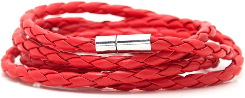 Xusamss Fashion Alloy Buckle Multilayer Leather Wrap Cuff Bracelet,7.5inches