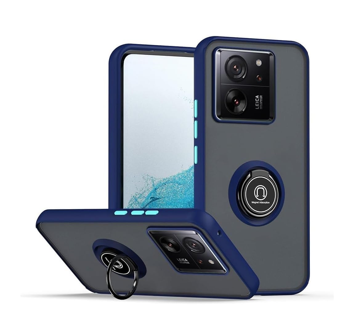 Xiaomi 13T / Xiaomi 13T Pro/Redmi K60 Ultra Case Cover Metal Ring Holder Grip Kickstand Car Magnetic Mount Shockproof Matte Hard Back Bumper Case for Mi 13T / Mi 13T Pro/Redmi K60 Ultra (Blue)