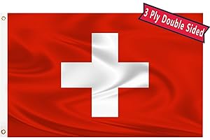 Enhanced Swiss National Pride: 3x5 Switzerland Flag Soars High with Distinctive Cross and Vivid Hues