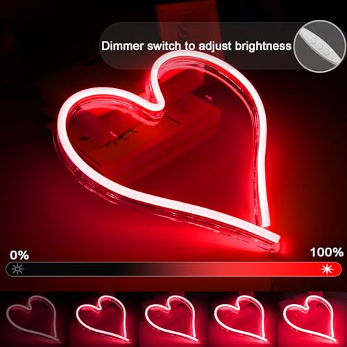 Image of Britrio LED Neon Light Sign, 13.4 inchx12.6 inch Heart Shape Neon Sign Wall Hanging Sign Wall Art for Bar Bedroom Living Room Kid's Room Party,Home Decor Neon Night Light USB Powered(Red Heart)